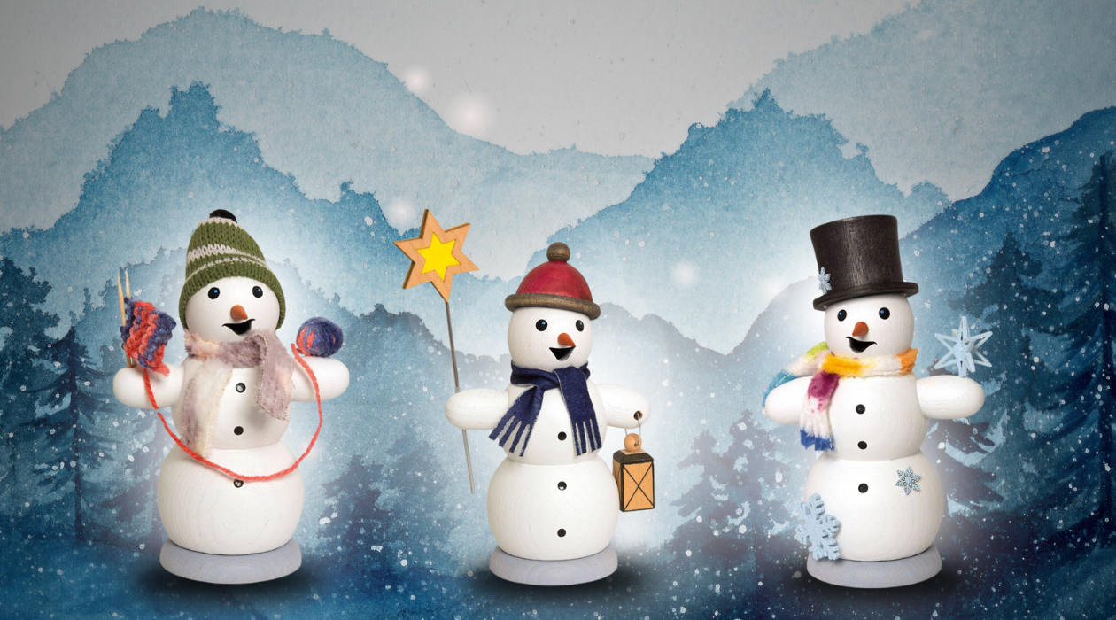Fröhliche Winterfreunde: Die Räuchermännchen-Schneemänner von Kuhnert